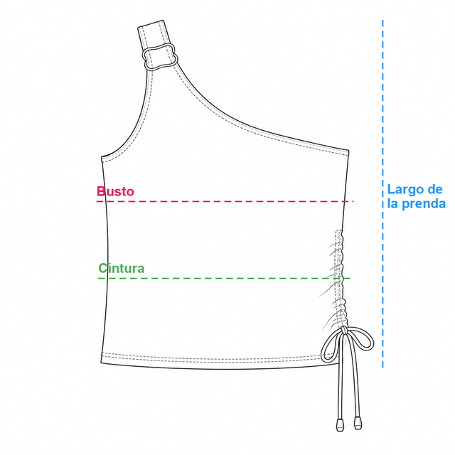 Croquis de la prenda con sus medidas