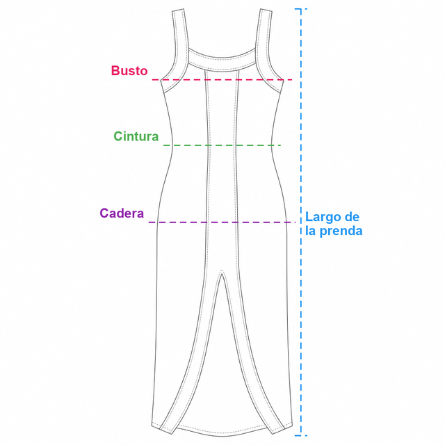 Croquis de la prenda con sus medidas