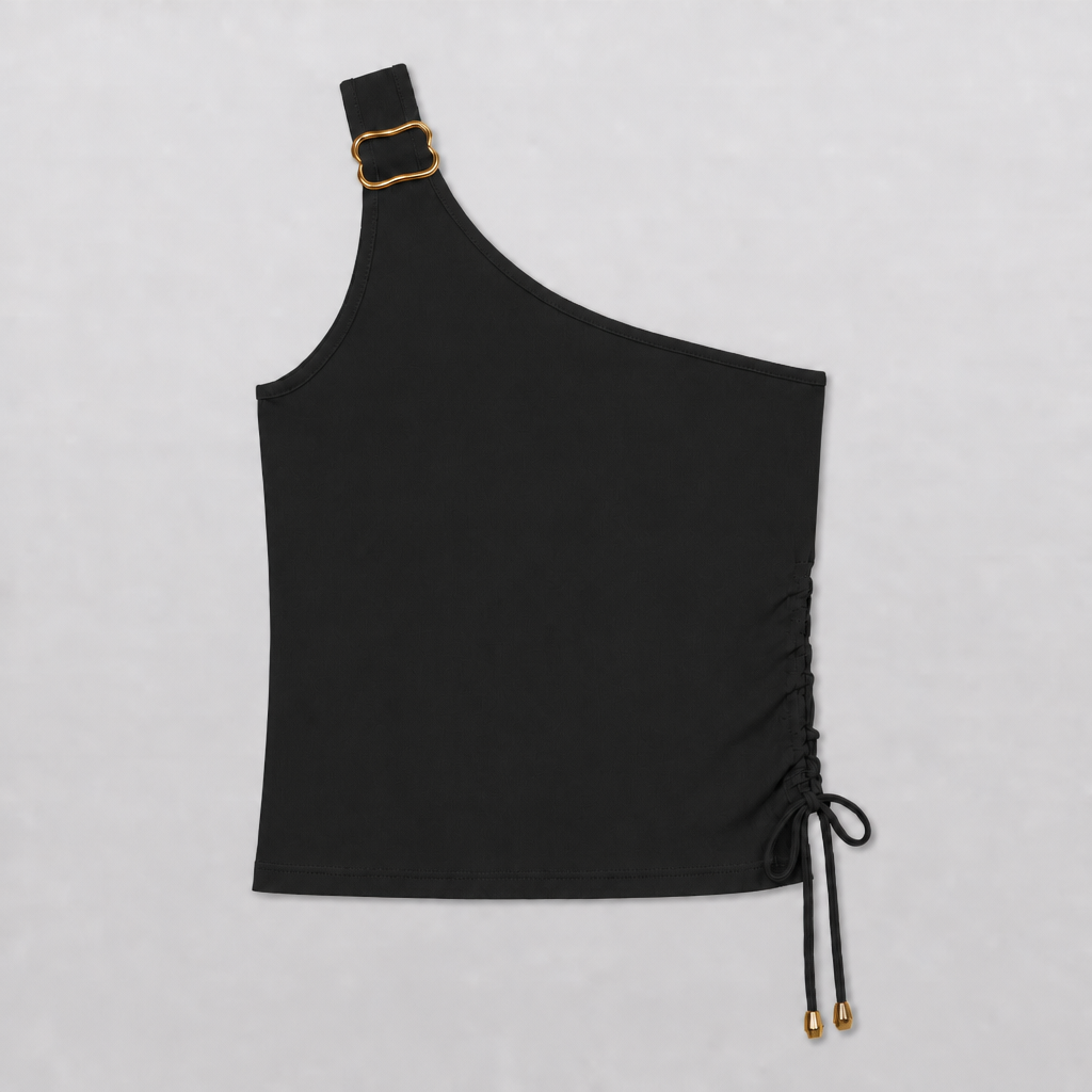 CROP TOP ASIMÉTRICO CON HEBILLA EN HOMBRO