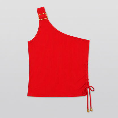 CROP TOP ASIMÉTRICO CON HEBILLA EN HOMBRO