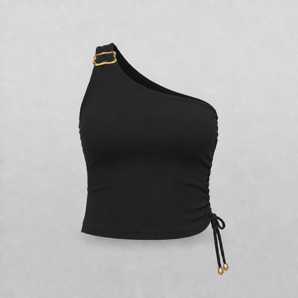 CROP TOP ASIMÉTRICO CON HEBILLA EN HOMBRO