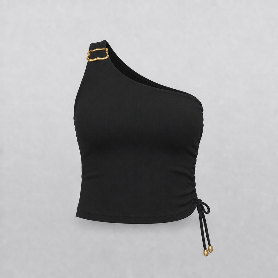 CROP TOP ASIMÉTRICO CON HEBILLA EN HOMBRO