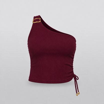 CROP TOP ASIMÉTRICO CON HEBILLA EN HOMBRO